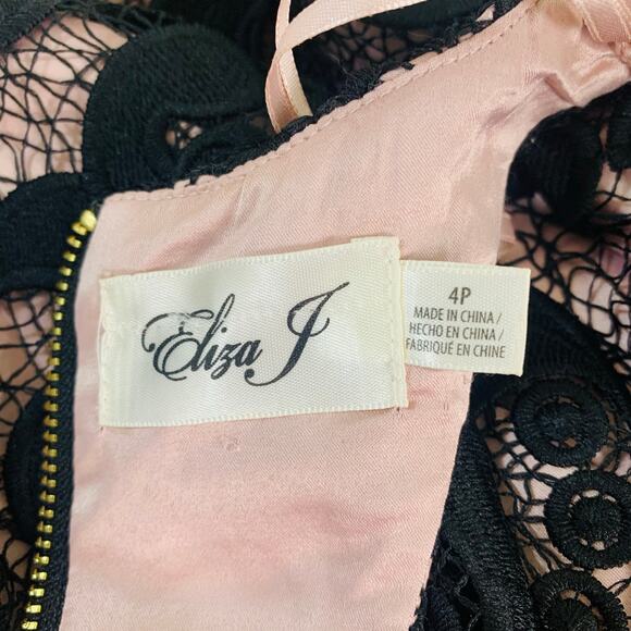 Eliza J Petite Size 4P Lace Sheath Dress Pink Black Racerback Formal Party - Picture 11 of 12